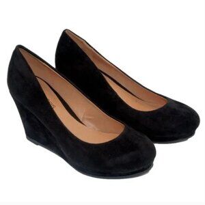 Womens Platform Wedge Shoes Suede High Heel Size 9 Black